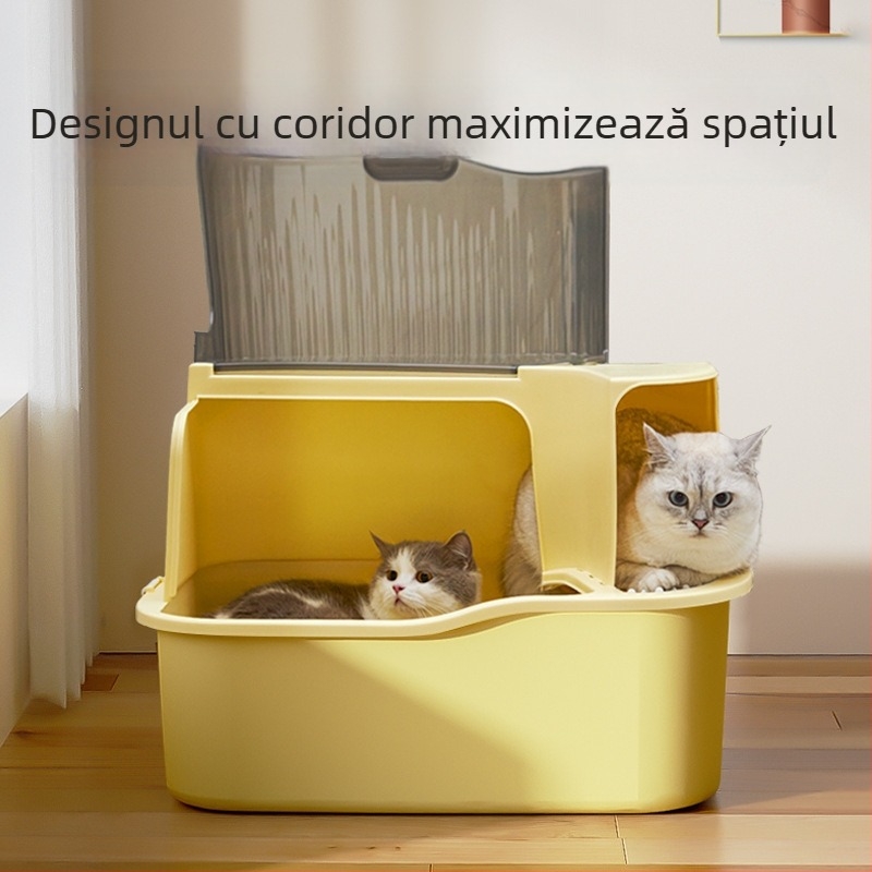 Litiera pentru pisici direct din fabrică, coridor supradimensionat, anti-stropire, complet închis, bazin pentru litiera pentru pisici, deodorant pentru toaletă pentru pisici