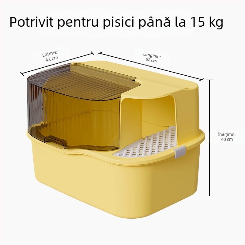 Litiera pentru pisici direct din fabrică, coridor supradimensionat, anti-stropire, complet închis, bazin pentru litiera pentru pisici, deodorant pentru toaletă pentru pisici