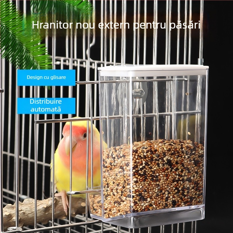 Piele de tigru bujor Cockatiel păsări hrană cutie anti-stropire anti-stropire automată alimentator nou alimentator transparent pentru păsări