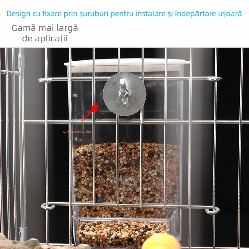 Piele de tigru bujor Cockatiel păsări hrană cutie anti-stropire anti-stropire automată alimentator nou alimentator transparent pentru păsări