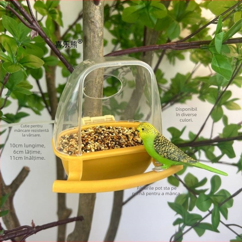 Papagal păsări hrană cutie plastic hrănitor pentru păsări în aer liber rezervor de hrană pentru păsări cutie anti-stropire anti-stropire cupă de hrană pentru păsări