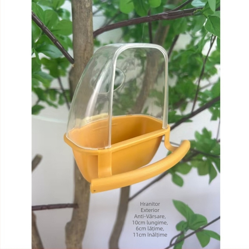 Papagal păsări hrană cutie plastic hrănitor pentru păsări în aer liber rezervor de hrană pentru păsări cutie anti-stropire anti-stropire cupă de hrană pentru păsări