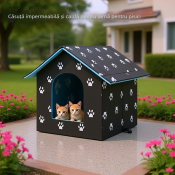 Cușcă pentru pisici transfrontalieră, cușcă pentru pisici și câini impermeabilă în aer liber, cușcă pentru animale de companie, vilă detașabilă și lavabilă pentru pisici, cușcă caldă pentru iarnă pentru pisici și câini