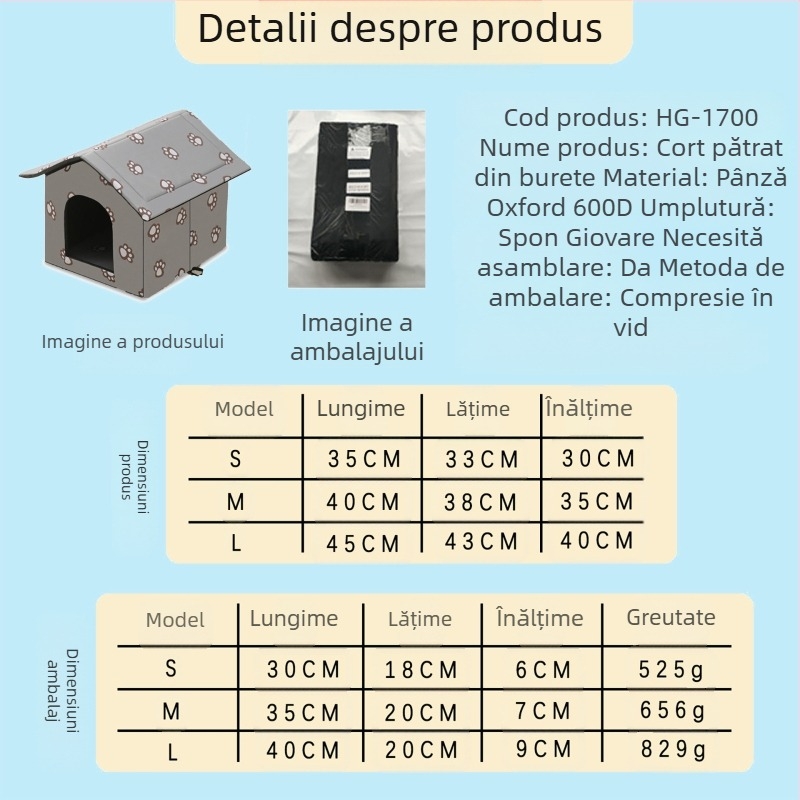 Cușcă pentru pisici transfrontalieră, cușcă pentru pisici și câini impermeabilă în aer liber, cușcă pentru animale de companie, vilă detașabilă și lavabilă pentru pisici, cușcă caldă pentru iarnă pentru pisici și câini