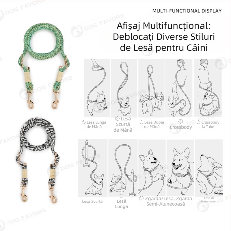 Lesă transfrontalieră din nailon pentru câini de talie mică și mijlocie, lesă transversală pentru câini de plimbare, lesă multifuncțională pentru câini