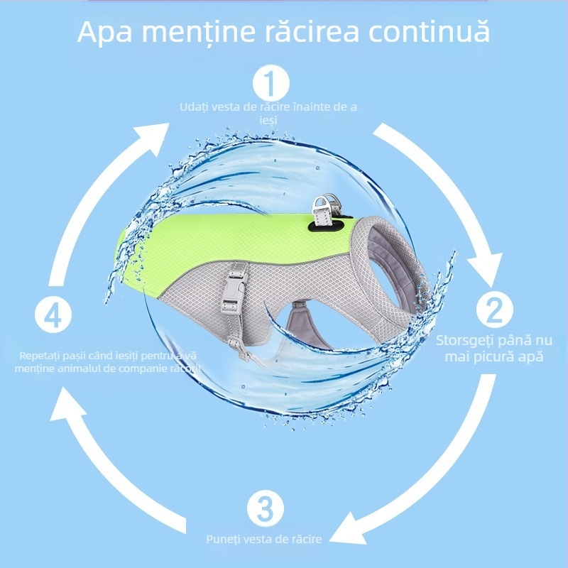 Vestă răcoritoare pentru animale de companie, de vară, răcoritoare pentru pisici și câini, transfrontalieră, nouă metodă de prevenire a insolației, respirabilă, răcoritoare, pentru câini, găleată