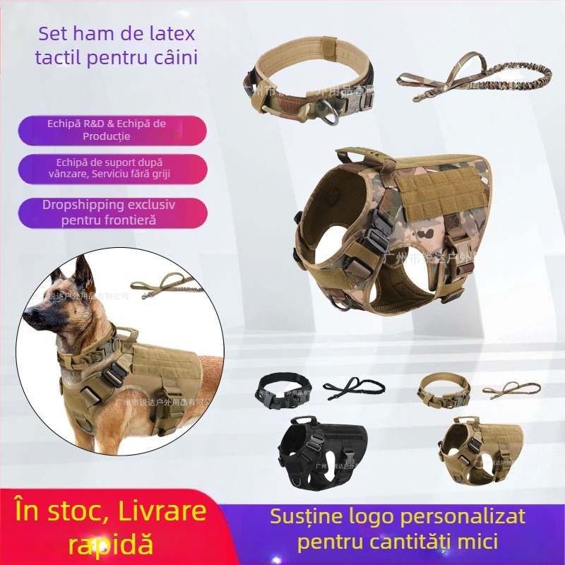 Curea tactică din nailon pentru câini mari, reglabilă și impermeabilă, vestă pentru câini, piept și spate, costum tactic pentru câini de companie
