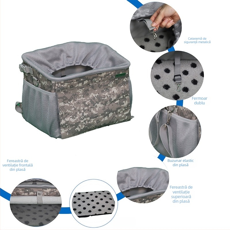 Geantă de mașină pliabilă din pânză pentru bicicletă, cadru pentru câine, animal de companie, capacitate mare, mașină electrică, scuter albastru