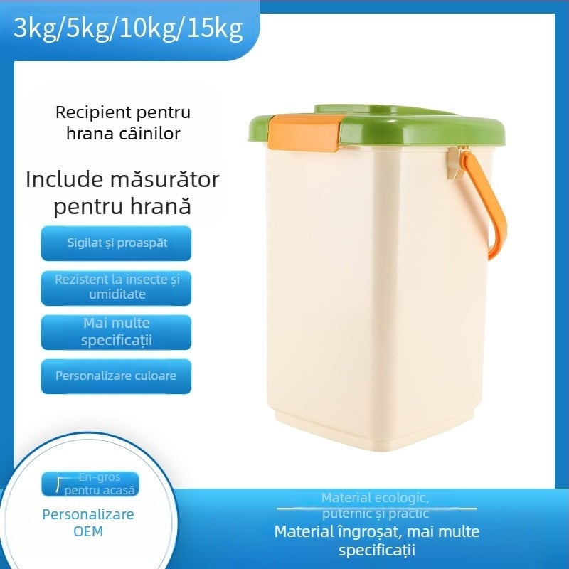 Butoi pătrat de depozitare a cerealelor, furnizat direct din fabrică, butoi sigilat rezistent la umiditate de 5 kg, butoi de depozitare a cerealelor, butoi de cereale pentru pisici, butoi de cereale pentru câini, butoi de cereale pentru animale de companie
