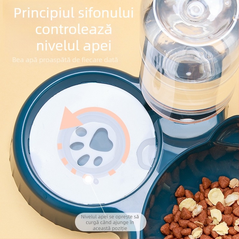 Pisică bol hrană pentru pisici oală dublă bol protecție coloană cervicală bol de băut automat anti-răsturnare pisică hrană oală oală câini animale de companie provizii