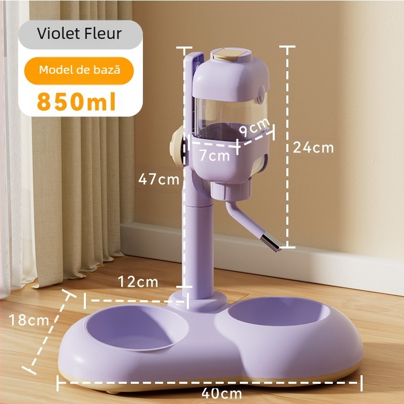 Set vertical din oțel inoxidabil pentru apă și hrană pentru câini și pisici, cu boluri duble anti-vărsare, pentru câini mici și mijlocii