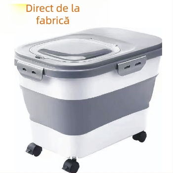 Găleată pentru hrană de câine pentru animale de companie, rezistentă la umiditate și insecte, sigilată, cu capacitate mare, pentru depozitarea cerealelor, găleată pliabilă pentru orez, găleată pentru depozitarea făinii și cerealelor