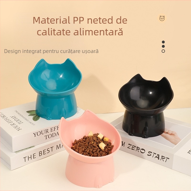 Bowl pentru pisici înalte transfrontaliere, cu protecție pentru gât, bol pentru câini, cu capacitate mare, bol pentru pisici, cu gură înclinată, anti-șoc, pentru animale de companie, provizii