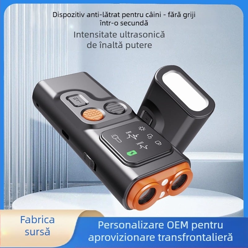 Repelent cu ultrasunete pentru câini, cu cap dublu, portabil, pentru traseu de câini, cu ecran, pentru oprirea lătrătului, iluminare intermitentă, lumină anti-mușcătură de câine, repelent pentru câini, artefact