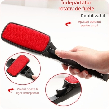 Perie electrostatică pentru scame, perie de curățare chimică, perie albă cu două fețe rotative pentru îndepărtarea prafului, perie de îndepărtare a părului
