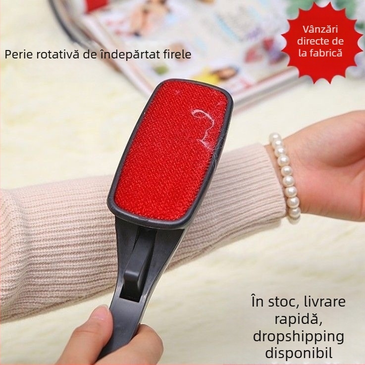 Perie electrostatică pentru scame, perie de curățare chimică, perie albă cu două fețe rotative pentru îndepărtarea prafului, perie de îndepărtare a părului