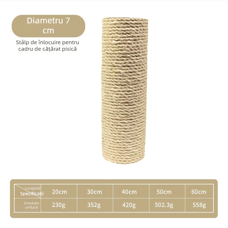 Stâlpi de sisal en-gros de diferite dimensiuni, verticali, rezistenți la uzură, fără mătreață, placă de zgârieturi pentru pisici, cadru de cățărat pentru pisici, jucărie pentru pisici de companie