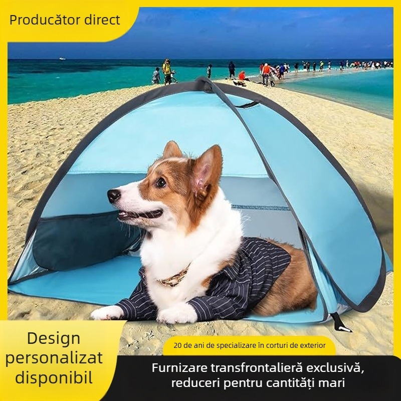 Cort pop-up pentru câini transfrontalier, explozii, pentru interior și exterior, disponibil pentru pisici, cuib impermeabil și respirabil, cu glugă, protecție solară pentru exterior