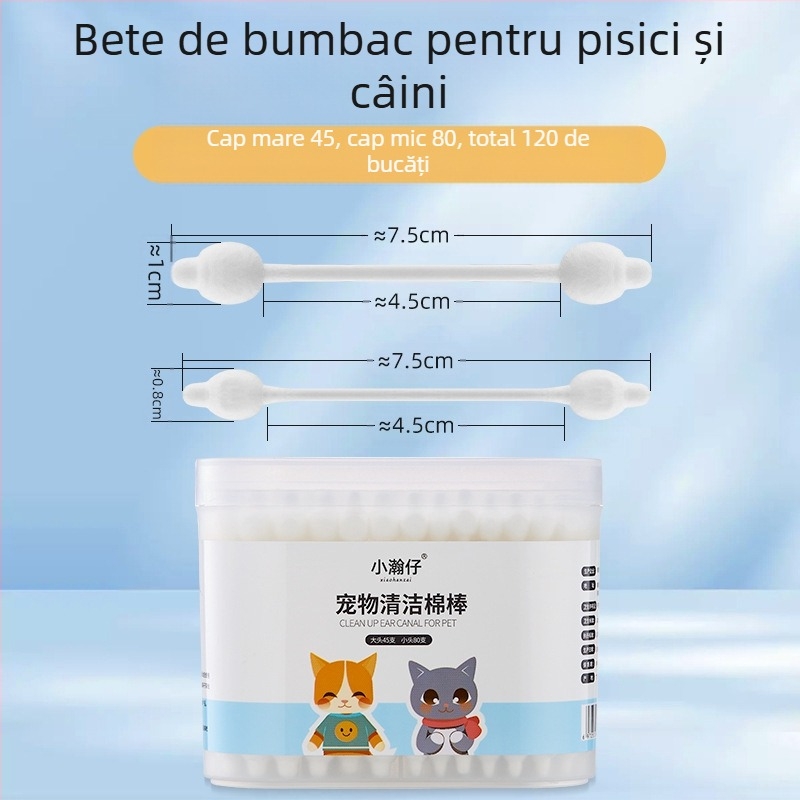 Xiao Hanzai Pet Bețișor de bumbac Curățarea Urechilor Câinilor Pisici și Câini Dual-Utility Combinație Bețișor de bumbac Pet Spălare Urechi Apă Sap Urechi