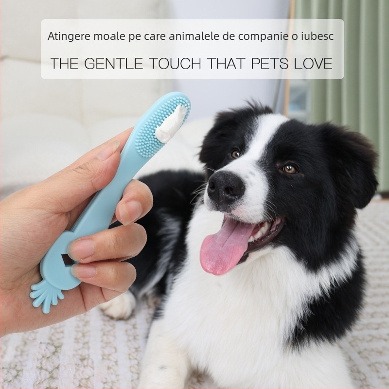 Periuță de dinți transfrontalieră pentru animale de companie, curățare orală pentru pisici, periuță de dinți pentru pisici, set pentru degete pentru câini, periuță de dinți pentru câini, articole pentru animale de companie en-gros