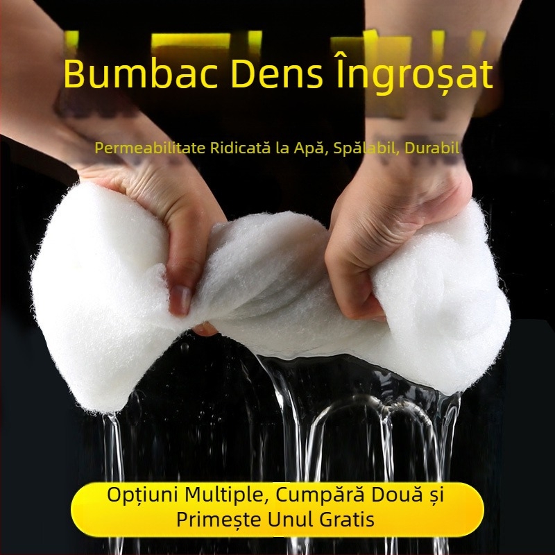 Bumbac filtru pentru acvariu, densitate mare, negru, îngroșat, bumbac biochimic, purificare a apei, ratan, bumbac, filtru pentru acvariu de broaște țestoase, material filtrant, burete