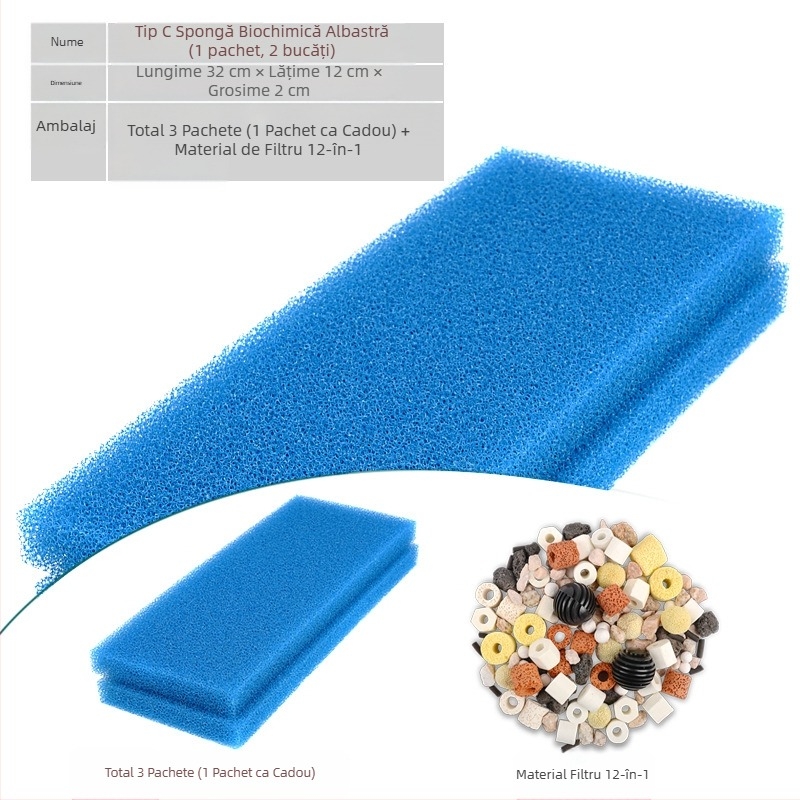 Bumbac filtru pentru acvariu, densitate mare, negru, îngroșat, bumbac biochimic, purificare a apei, ratan, bumbac, filtru pentru acvariu de broaște țestoase, material filtrant, burete
