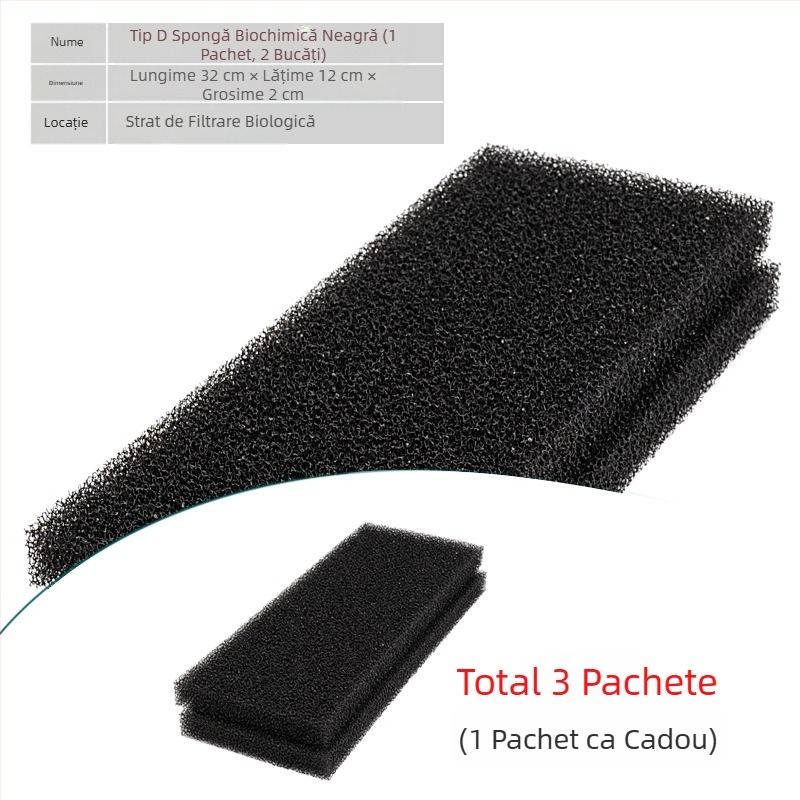 Bumbac filtru pentru acvariu, densitate mare, negru, îngroșat, bumbac biochimic, purificare a apei, ratan, bumbac, filtru pentru acvariu de broaște țestoase, material filtrant, burete