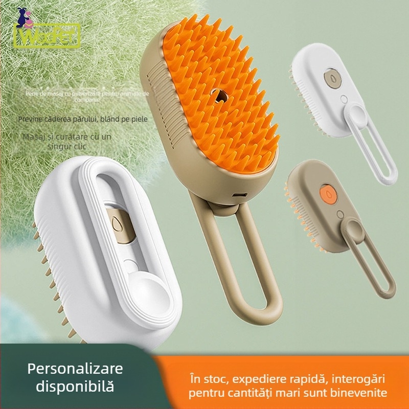 Pieptene de masaj electric cu spray pentru pisici și câini, transfrontalier, nou, cu un singur clic, spray anti-păr zburător, baie de masaj, en-gros