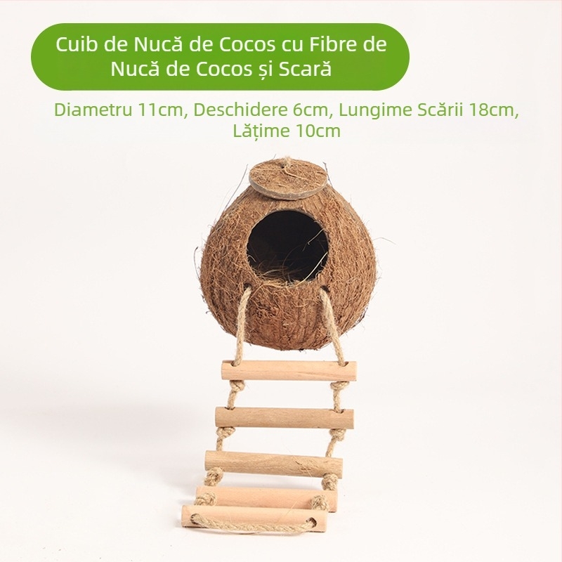 Cuib de hamster, adăpost cu coajă de nucă de cocos, produse de răcire pentru peisaj de vară, cuib de dormit pentru urs auriu, casă cu flori, ramură de șoarece, cuib de jucărie