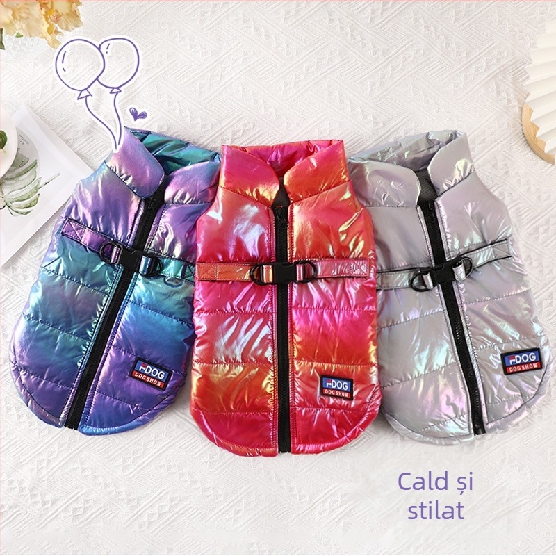 Haine pentru câini, iarnă, cool, impermeabile, culoare gradient, haine pentru animale de companie, haine din bumbac pentru câini, vestă, ham, en-gros, în stoc