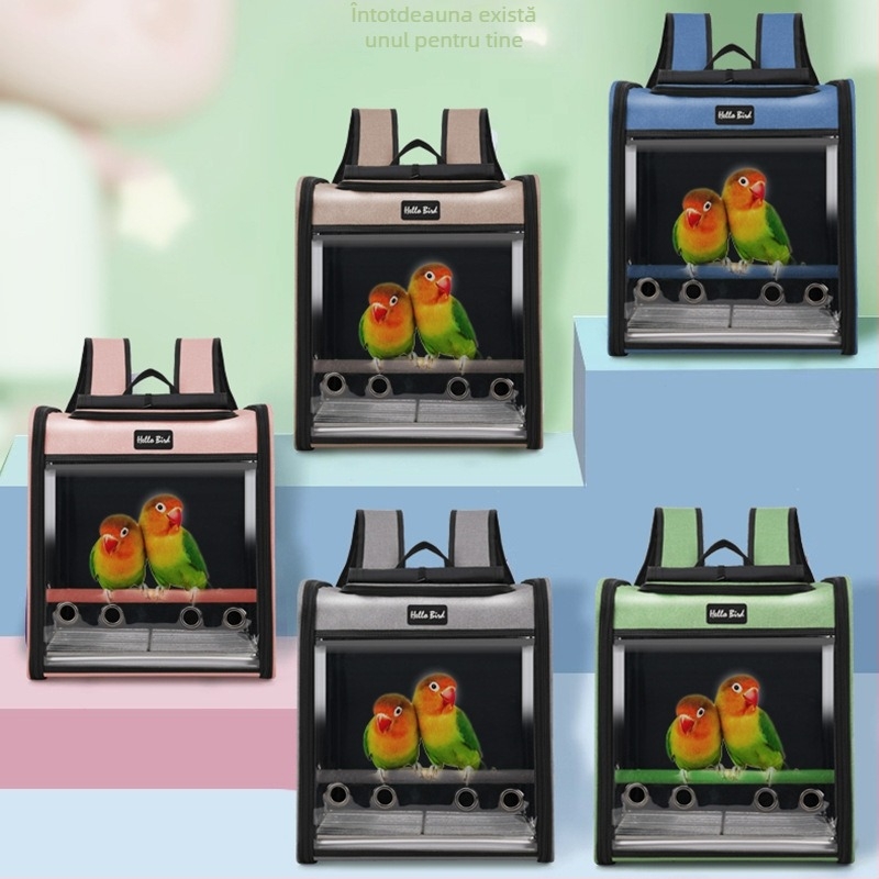 Geantă de excursie pentru papagali, rucsac pentru animale de companie, rucsac pentru păsări, animal de companie mic, geantă portabilă pentru pisici, suport transparent panoramic, stick cu hrană dublă, geantă pentru păsări