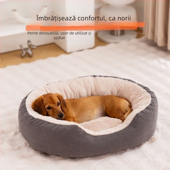 Cuib de animale de companie, en-gros, din catifea de iarnă, îngroșat, detașabil și lavabil, rezistent la zgârieturi, rezistent la uzură, cald, cuib de pisică, din catifea reiată, cuib de iarnă pentru câini