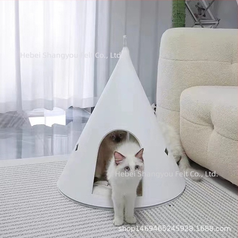 Cușcă pentru pisici Four Seasons, universală, detașabilă, semi-închisă, pentru pisici, cort din pâslă, casă pentru pisici, cuib pentru animale de companie