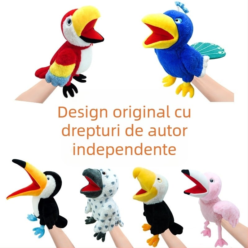 Transfrontalieră nouă pasăre animal marionetă de mână cu gură mare pasăre papagal copii jucărie de pluș pasăre păpușă vultur păpușă en-gros
