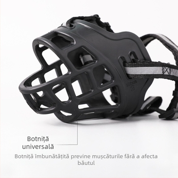 Mască de câine reglabilă din plastic, anti-mușcături, anti-lătrături, anti-mâncat, cu protecție pentru câini, en-gros