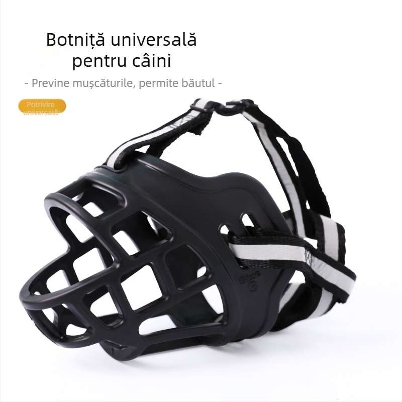 Mască de câine reglabilă din plastic, anti-mușcături, anti-lătrături, anti-mâncat, cu protecție pentru câini, en-gros
