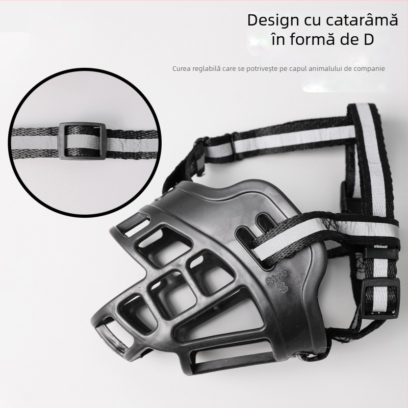 Mască de câine reglabilă din plastic, anti-mușcături, anti-lătrături, anti-mâncat, cu protecție pentru câini, en-gros