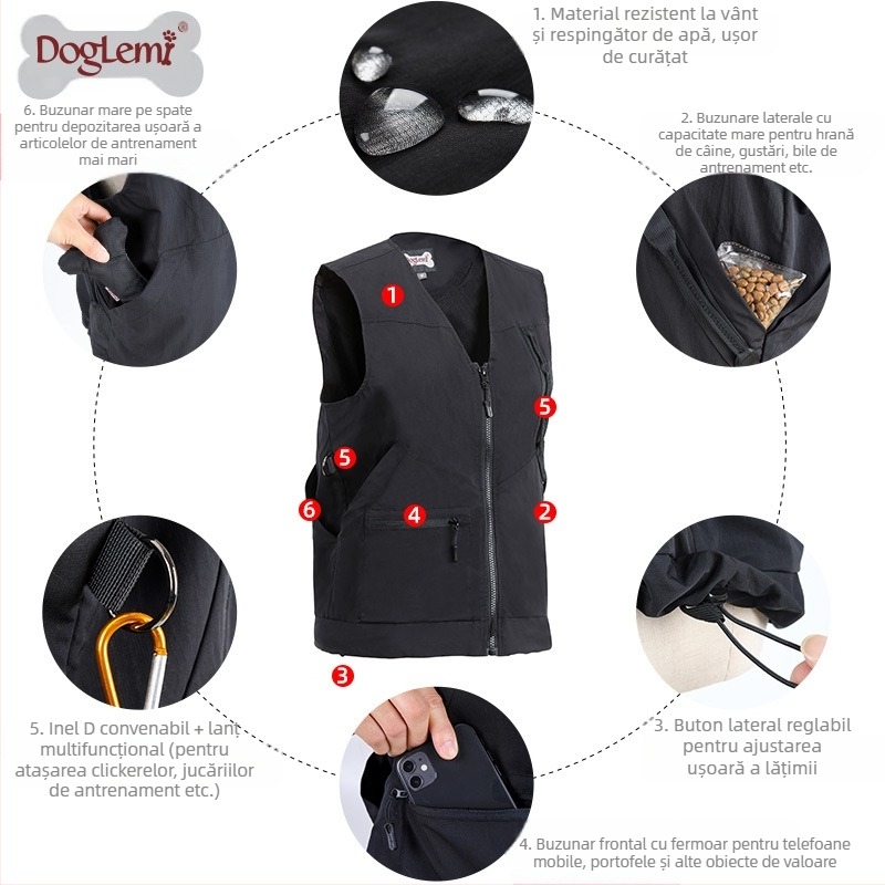 Haine de dresaj pentru câini, pantaloni cu buzunare mari, veste multifuncționale de dresaj pentru câini, bluze anti-zgârieturi
