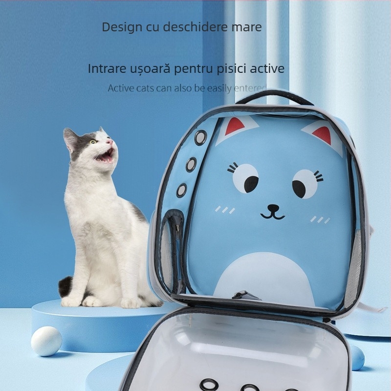 Rucsac panoramic transparent respirabil portabil pentru animale de companie, capsulă spațială pentru pisici, geantă pentru pisici, cușcă pentru pisici, transportator pentru pisici
