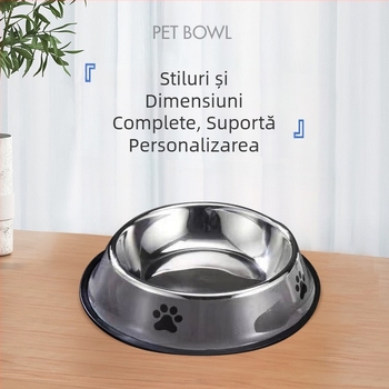 Bol din oțel inoxidabil pentru animale de companie, bol pentru pisici, bol pentru hrană pentru câini, bol anti-șoc cu specificații multiple, ustensile pentru hrănirea animalelor de companie, en-gros