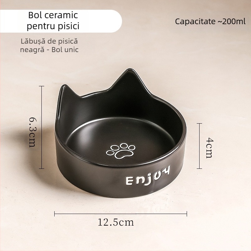 Bol pentru pisici, bol ceramic negru, bol pentru câini, bol negru, bol pentru hrană pentru pisici, băutură pentru câini, bol pentru hrană pentru pisici, bol cu apă pentru animale de companie, anti-șoc