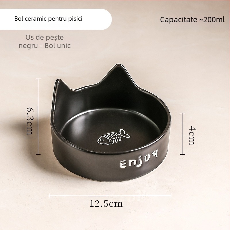 Bol pentru pisici, bol ceramic negru, bol pentru câini, bol negru, bol pentru hrană pentru pisici, băutură pentru câini, bol pentru hrană pentru pisici, bol cu apă pentru animale de companie, anti-șoc