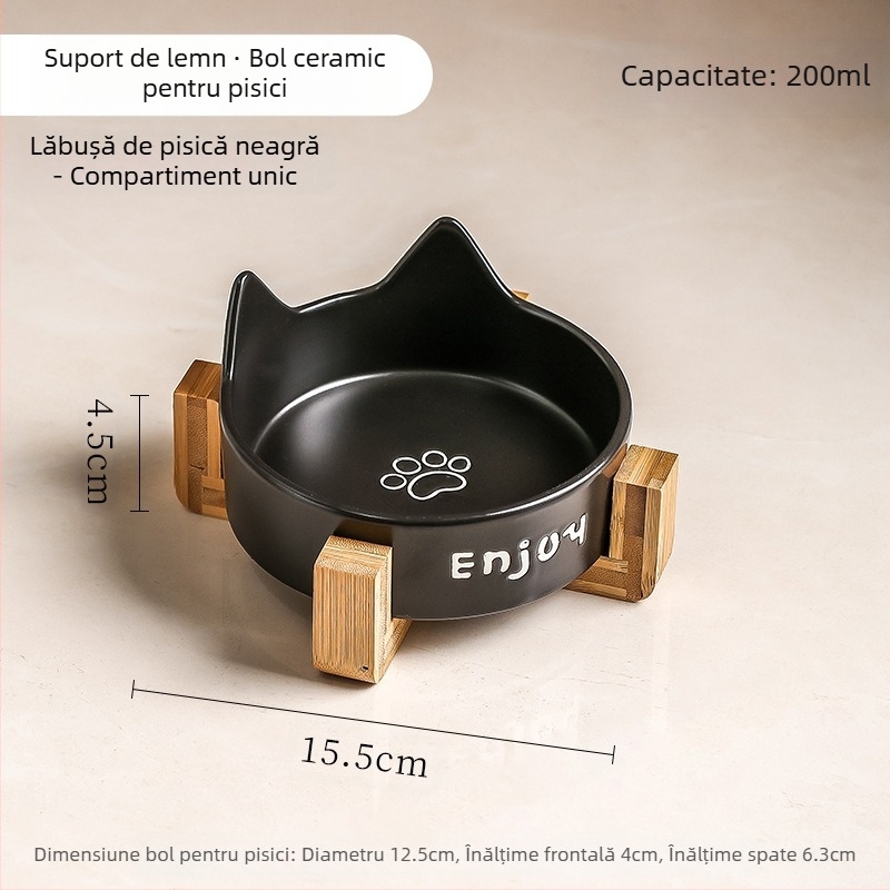 Bol pentru pisici, bol ceramic negru, bol pentru câini, bol negru, bol pentru hrană pentru pisici, băutură pentru câini, bol pentru hrană pentru pisici, bol cu apă pentru animale de companie, anti-șoc