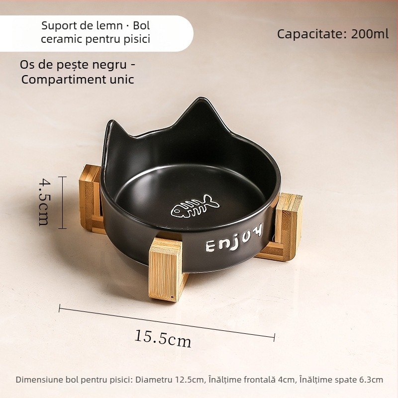 Bol pentru pisici, bol ceramic negru, bol pentru câini, bol negru, bol pentru hrană pentru pisici, băutură pentru câini, bol pentru hrană pentru pisici, bol cu apă pentru animale de companie, anti-șoc