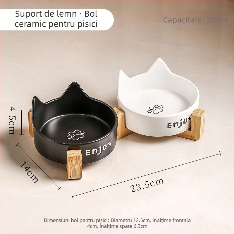 Bol pentru pisici, bol ceramic negru, bol pentru câini, bol negru, bol pentru hrană pentru pisici, băutură pentru câini, bol pentru hrană pentru pisici, bol cu apă pentru animale de companie, anti-șoc
