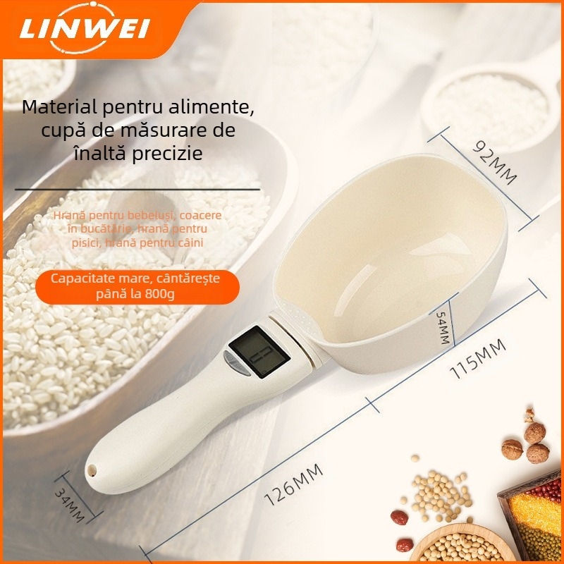 Lingură mare, lingură de măsurare, cântar electronic, lingură de măsurare, hrană pentru pisici, hrană pentru câini, lingură de hrănire pentru animale de companie, lingură de bucătărie, copt, lingură de cântărire