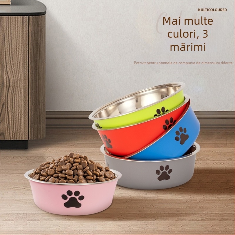 Bol din oțel inoxidabil pentru animale de companie, bol dublu din plastic pentru câini, bol pentru pisici, hrănire cu apă potabilă, bazin de hrănire pentru animale de companie, en-gros