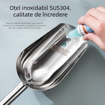 Lopata de gheață din oțel inoxidabil îngroșată, multifuncțională, lopata de gheață 304, lopata pentru cuburi de gheață, gustare, lopata pentru produse uscate, lopata pentru casă, bucătărie comercială