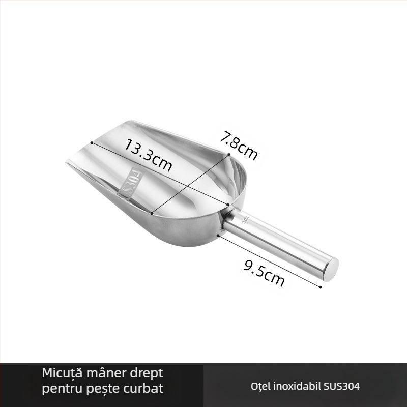 Lopata de gheață din oțel inoxidabil îngroșată, multifuncțională, lopata de gheață 304, lopata pentru cuburi de gheață, gustare, lopata pentru produse uscate, lopata pentru casă, bucătărie comercială