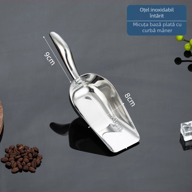 Lopata de gheață din oțel inoxidabil îngroșată, multifuncțională, lopata de gheață 304, lopata pentru cuburi de gheață, gustare, lopata pentru produse uscate, lopata pentru casă, bucătărie comercială